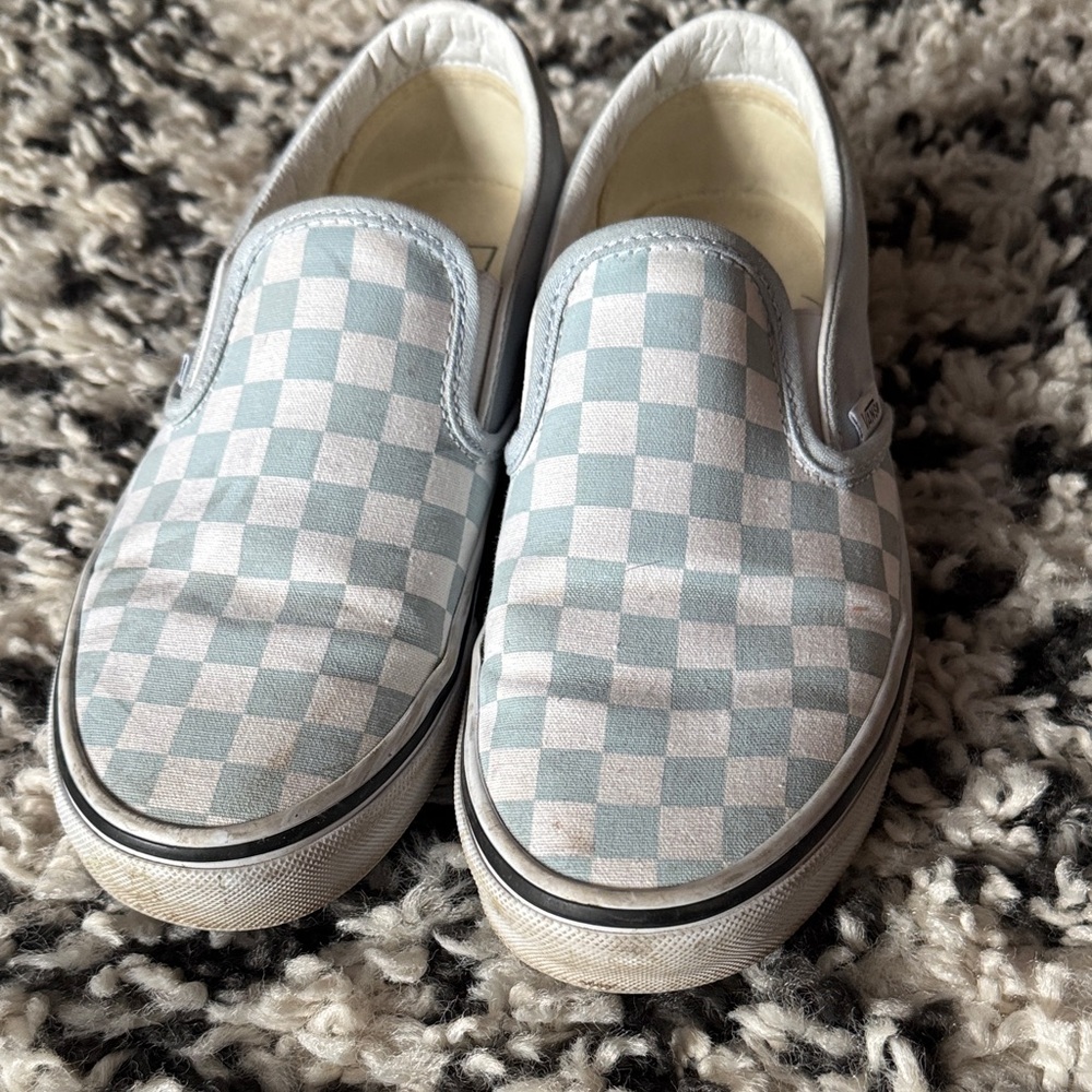 Women’s Checkered Slip-On Shoes - Blue and White vans size 8 women’s